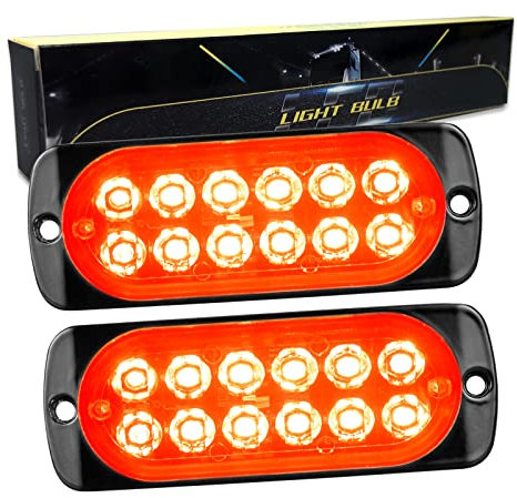 RIGIDON 2 Piezas 4.3 pulgada 12 led luz estroboscópica emergencia, 12v 24v faros antiniebla barras de luz led para trasera off road camión, coche, ATV, SUV, 4x4, barco, rojo impermeable IP67