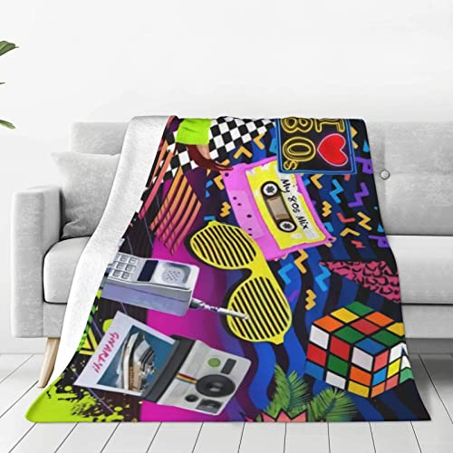 Retro Vintage 80s or 90s Fashion Style Throw Blanket Fleece Blanket Soft Cozy Warm Flannel Blanket for Living Room Couch Bed Office 50x 40