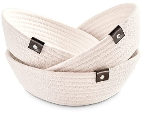 Gem of Oak Aufbewahrungskörbe rund für Wohnzimmer Küchentisch Regale Schränke Schlafzimmer Badezimmer Organisation Kommode Obstkorb Brotkorb, 3er Set