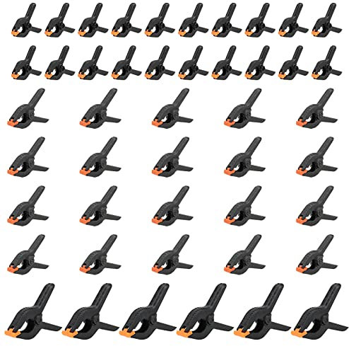 MANCHAP 46 Pack 3 Sizes Plastic Spring Clamps, 2 Inch/3 Inch/6 Inch Spring Clamps Plastic Quick Grips Clips for Woodworking Projects, Photography