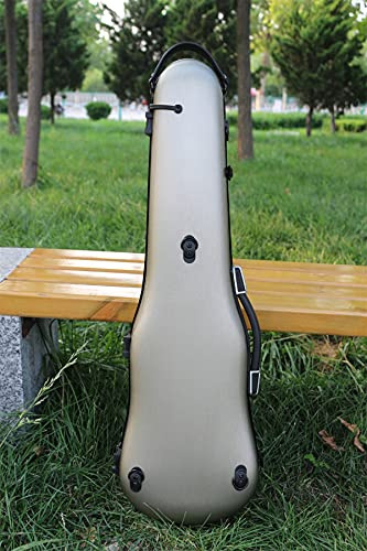 4/4-Geigenkoffer, Dreieckskoffer, Hartschale, gemischte Kohlefaser, 1,95 kg, Koffer in voller Größe, leicht, stark, 150 kg Druck (Champagner)