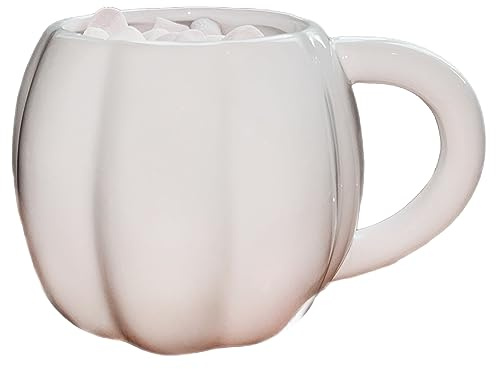 eBoutik - Tasse en céramique en forme de citrouille, Halloween, automne, automne, saison confortable pour thé, café, soupe – Vaisselle effrayante (blanc)