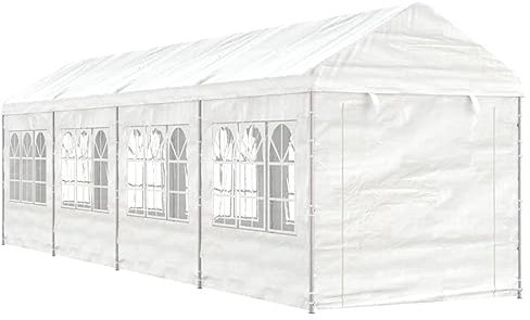 ARKEM Pavillon mit Dach Weiß 8,92x2,28x2,69 m Polyethylen Pop Up Pavillon Garten Pavillion