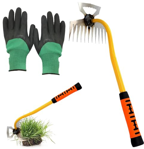Unkrautjätgeräte, Entwurzelungswerkzeug, Manueller Unkrautjäter, Unkrautkratzer mit Langem Stiel, Unkraut Entferner Gerät, Unkrautstecher Edelstahl zum Entfernen von Unkraut und Moos