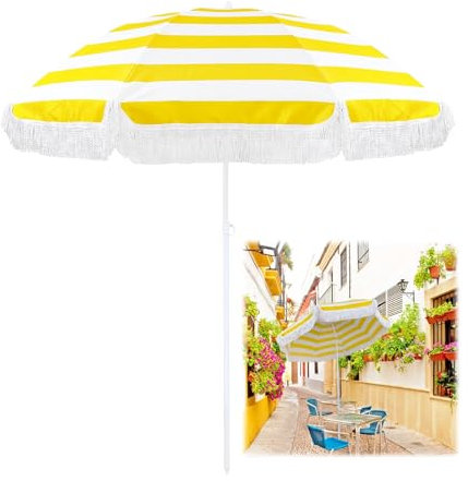Zhixubah Sombrilla Terraza Exterior Grande Yellow Sombrilla de Patio 1.8m Sombrilla de Jardín Impermeable Sombrilla Exterior Protección Solar Sombrilla Playa Antiviento Inclinable para Balcón Piscina