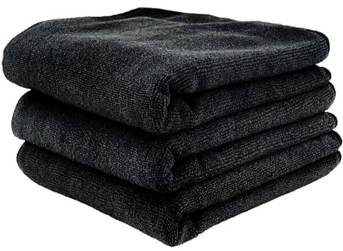 cozydiscount 3er-Set Mikrofasertuch 3C Auto – Reinigung Polieren Trocknen – 31 x 31 cm – Schwarz – Premium-Qualität, 7555113