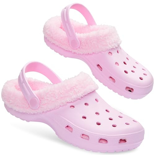 CityComfort Sabots Doublés Polaire Femme, Sabots de Jardin Femme Chaudes - Cadeau Femme (Rose, 38 EU)