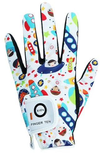 Guantes de golf AMRTA para niños, jóvenes, junior, bebés, niños y niñas, 1 paquete, mano izquierda, microfibra transpirable, guante sintético para golfista diestro para edades de 4 a 13 años (cohetes
