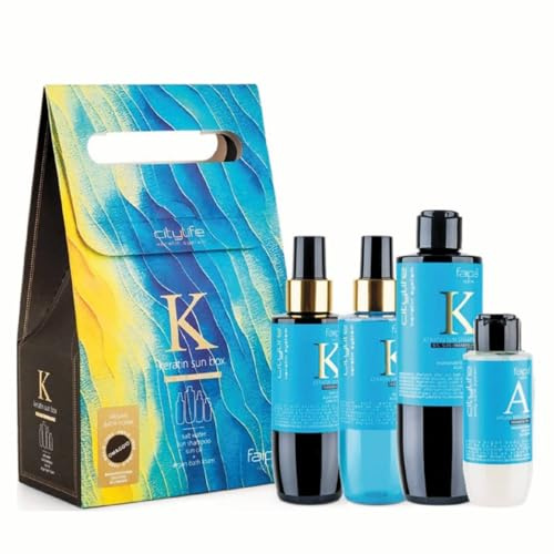 Faipa Citylife Keratin Sun Box Con Olio Solare, Shampoo Rigenerante Doposole, Lozione Acqua Di Sale, In Omaggio Bagnoschiuma Delicato Proteggi I Tuoi Capelli In Estate Dalla Salsedine E Dal Sole