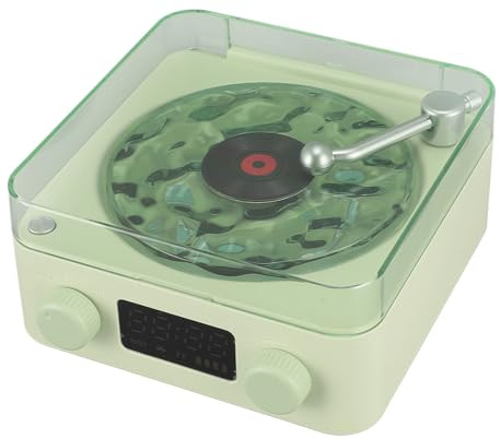 MENDUNER 2024 Aqua Speaker, Waves Record Player, Tourne-Disque, Haut-Parleur de Style Tourne-Disque avec Veilleuse et Affichage de l'heure. Petits Haut-parleurs Stéréo Multifonctions 3 en