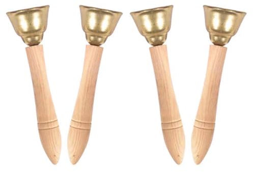 Ieron 2 Pares de Campanas de latón para Golpear, pequeñas Campanas de Mano, Instrumento Musical, sonajeros de Mano, Campanas para agitar, Juego Educativo, sonajero de Mano, Campana Musical de Cobre