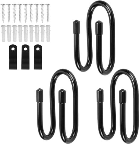 Schlauchhalter Wand, 3 Stück Staubsauger Halterung, Staubsaugerschlauchhalter Metall, Wandmontage Schlauchhaken Metall Gartenschlauch Aufhänger Wandmontage für Wasserschlauch Verlängerungskabel