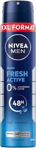 NIVEA MEN Deodorante spray Fresh Active XXL, deodorante con formula INFINIFRESH per 48 ore di protezione, deodorante senza alluminio con estratti di mare e profumo fresco (250 ml)