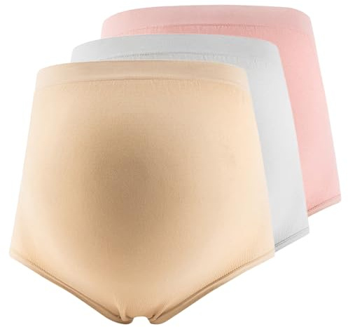 GMHLLES 3 PCS Maternity Knickers High Waist Maternity Pants Pregnancy Panties Over Bump Suitable for Use During Pregnancy Postpartum and Recovery Periods White