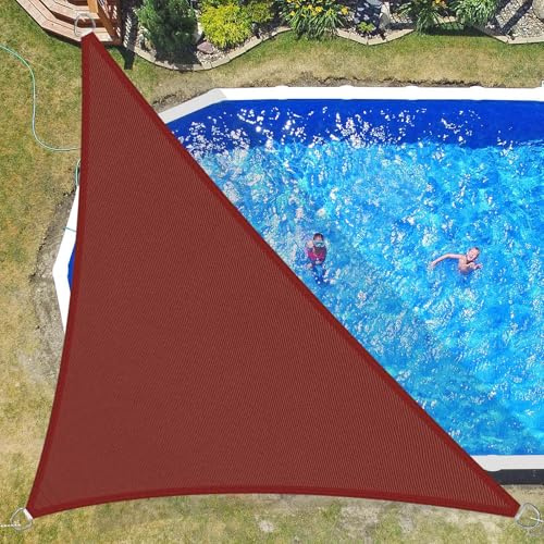 SRHIMEOS Vela Parasole Impermeabile Esterno 6x6x6m, Tende a Vela Triangolare HDPE Traspirante, Telo Ombreggiante Giardino Protezione Raggi UV 95%, Antivento, Antipioggia