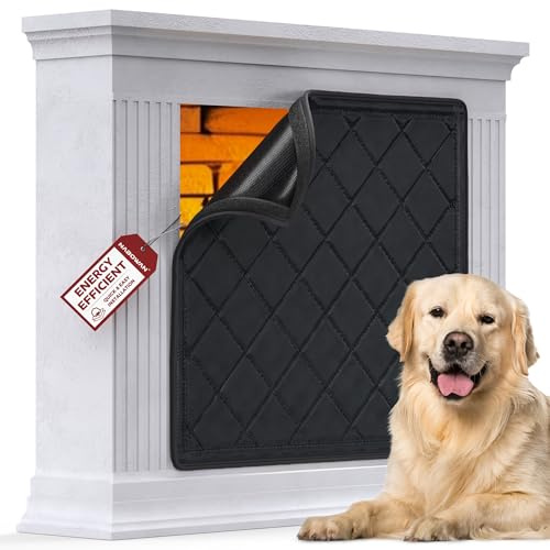 NABOWAN Magnetic Fireplace Cover Easy Install - Indoor Fireplace Blanket to Block Cold Air Reduce Energy Costs, Fireplace Draft Stopper with Full Frame Hook & Loop and Built-in Magnets 28 x 36 Inch