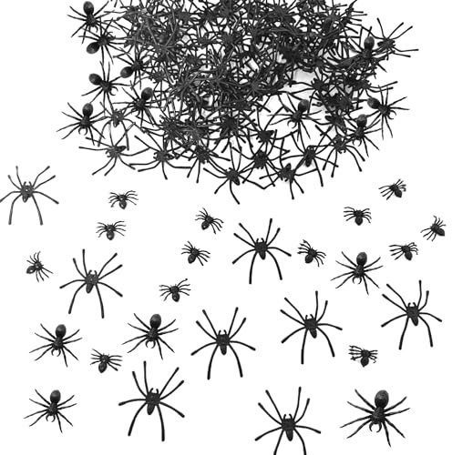 170 Stück Halloween Spinne, 3 Größen Spinnen Halloween, Halloween Deko Spinne Realistische Gruselige Spinnen Tisch Deko Schwarz Für Halloween Party Dekorations