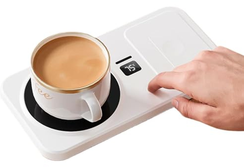 Calentador De Tazas De Café - Calentador Eléctrico Inalámbrico para Té Y Bebidas,Base Calentadora para Cargar Bebidas En Escritorio Hogar Oficina Viaje | Regalo para Oficina Hogar
