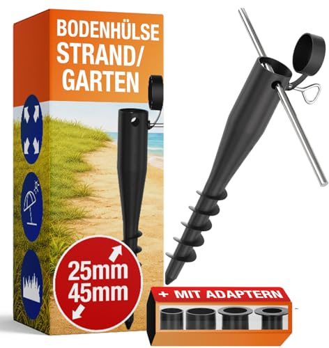 Lot de 4 piquets de sol pour parasol de plage - Résistant au vent - Stable - Support de parasol - Sable - Ancrage au sol - Douille à visser - Ancrage au sol