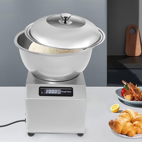 Commercial Dough Mixer, 1500W Large Capacity Dough Maker with Timer and Dual Rotation, Heavy Duty Dough Kneader with 17.6 lbs Stainless Steel Bowl for Home Bakery, Restaurant, Noodle & Bread Making