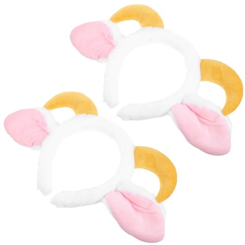 Plush Sheep Ear Headband 2pcs Lamb Horn Hair Band Costume | Cotton Plastic Build, Elastic Fit, Party and Christmas Use, Teen Girls Adults