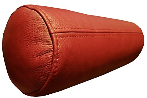 Dunkelrot Echt Leder Nackenrolle Nackenkissen Lederkissen Sofa Dekokissen Rindsleder Kissen Kopfstützen Kopfkissen 45cm x Durchmesser 15cm