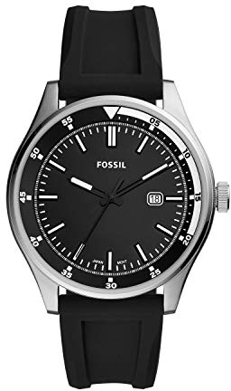 Fossil Belmar Dreihand mit schwarzem Silikonarmband für Herren FS5535