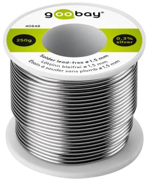 Goobay 40848 - Stagno per saldatura senza piombo, ø 1, 5 mm, 250 g, con una percentuale di argento (Ag) dello 0, 3%
