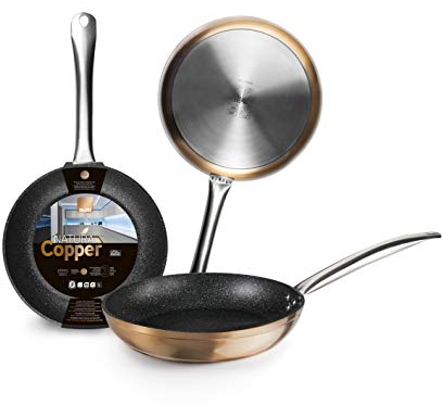 IBILI, Padella Natura in rame, 16 cm, alluminio, antiaderente stile pietra, adatta per l’induzione.