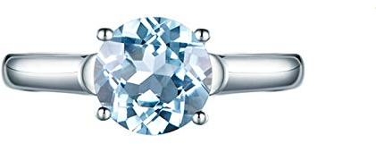 Beydodo Trauringe 750 Weißgold 1.48ct Rund Aquamarin Verlobungsring Weißgold für Damen Große 57 (18.1)