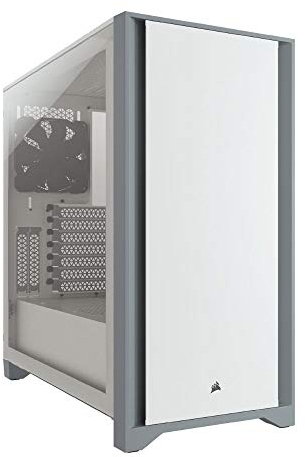 Corsair 4000D Boîtier ATX Moyen Tour en Verre Trempé (Panneau Avant en Acier Massif, Panneau latéral Verre Trempé, Système de Gestion des Câbles RapidRoute, Deux Ventilateurs de 120 mm Inclus) Blanc