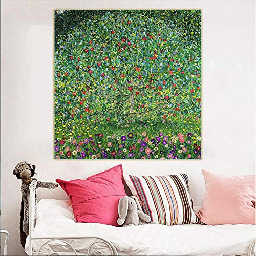 XIANGPEIFBH Gustav Klimt 《Apfelbaum I, 1912》 Leinwand Kunst Malerei Berühmte Kunstwerk Poster Bild Wanddekoration Home Interior Decor 40x40cm Ungerahmt