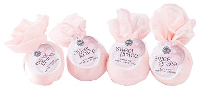 Bridgewater Candle Luxury Foaming Fizzing Pink Scented Bath Bomb 4 Pack-Sweet Grace