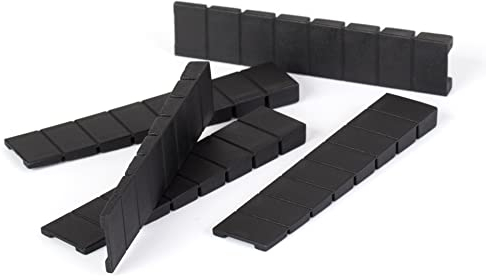 LouMaxx Furniture Levelling Wedges - Set of 20 Black Shims 8 x 20 x 100 mm - Wedges for Uneven Floors - Plastic Wedges with Integrated Predetermined Breaking Points
