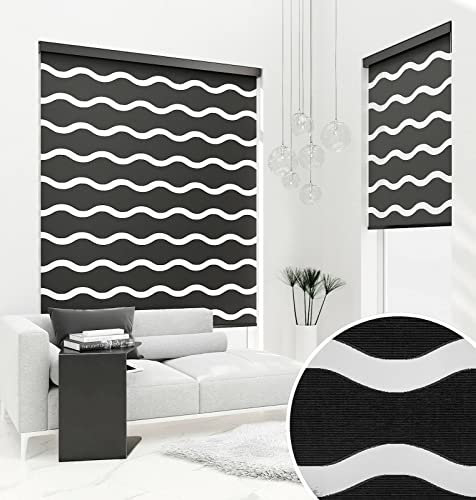 Premium DOPPELROLLO Welle SCHWARZ mit Alu Kassette (140x250 cm, Kassettenfarbe: Weiss)