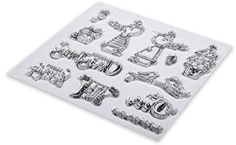 Rayher Clear Stamps Rentierfreunde, Bogen 102,5 x 97 mm, 12 Motive, klare, transparente Stempel, durchsichtig, Silikonstempel, 50253000, 15