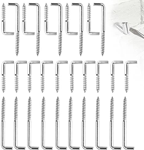 sitengjun 30 Stück Schraubhaken, Metallhaken mit Schlitz, Wandmalerei Schraubhaken, L-förmiger Haken, für Bilder & Möbel, Wandhaken gerade zum Schrauben
