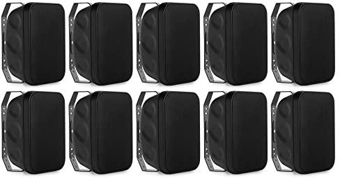 McGrey OLS-5251BK Casse Acustiche Outdoor Set da 10 - Sistema a Due Vie - IP56 - Per Ristorante, Birreria, Terrazza & Giardino - Woofer 5,25 e Tweeter 1 - 50 Watt - Funzionamento 70/100V - Nero