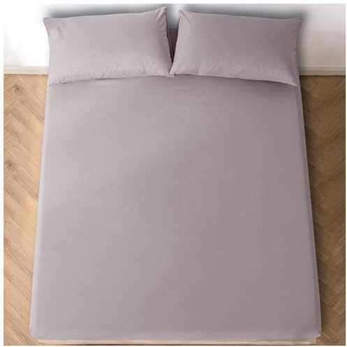Spannbettlaken für King-Size-Betten (150 x 200 cm), atmungsaktives Spannbetttuch, 25 cm tief, elastische Ecken, Grau
