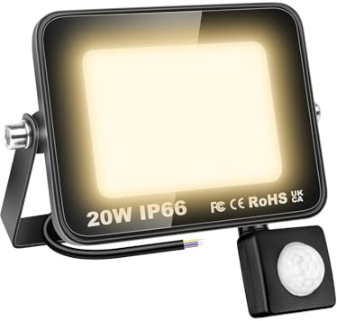 AUXTINGS LED Floodlight with Motion Sensor,20W 2000LM Outdoor Security Lights Outside Lamp 4000K Warm White Spot Light Exterior Lighting for Yard Backyard House Court Stadium Parking,IP66 175V-260V