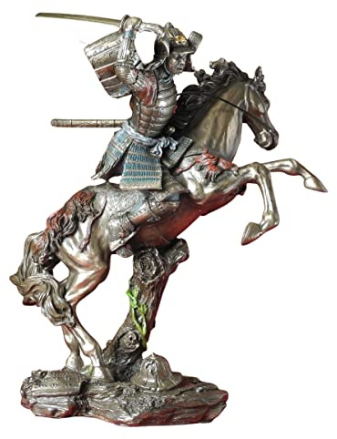 Parastone Samurai Figur - Krieger in Rüstung auf Pferd Japanischer Krieger, Deko-Figur, Deko-Artikel, Bronze-Optik, H: 24,5 cm