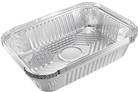 sourcing map 10 x 7.5 Aluminio Papel Sartenes, 59oz Desechables Bandejas Contenedores para Cocina Asar Hornear Cocinar 4uds