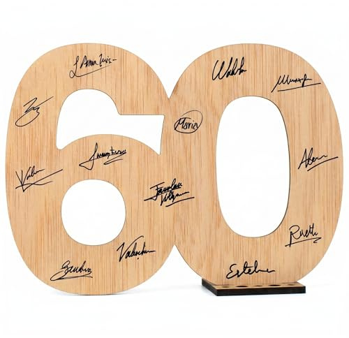 CONTRAXT Holzschild zum 60. Geburtstag Geschenkidee & Dekoration für Männer Frauen Mutter & Vater Gästebuch Alternative zur Feier