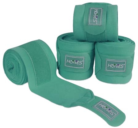 Horses Fasce Pile Fleece Antipilling Turchese, Fasce per la Protezione del Cavallo, per Favorire la Ripresa Dopo Gli Sforzi e Proteggerlo da Graffi e Urti