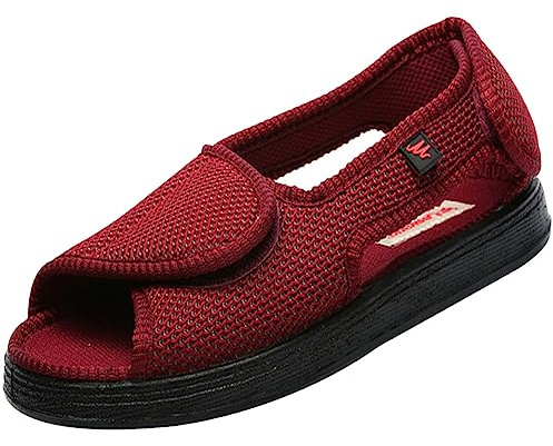 AZMAHT Scarpe Ortopediche Donna Scarpe Diabetici Estive Scarpe Piedi Gonfi Donna Pantofole per Anziani Donna Scarpe per Diabetici Donna Scarpe Ginnastica Donna Estive,Rosso,39