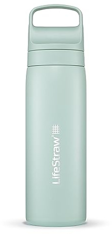 LifeStraw Go Series – Double Wall BPA-Free Vacuum Insulated 18 oz Stainless Steel Water Filter Bottle for Travel and Everyday use; Seafoam