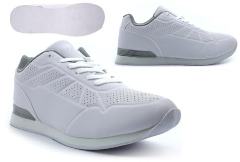 Mens Lawn Bowl Trainers Mens Bowls Shoes Bowling Shoes Bowling Trainers Lawn Bowls Shoe Garden Bowl Shoe Lightweight Trainer Lace Up Sizes 6-12 White/Grey 10 UK