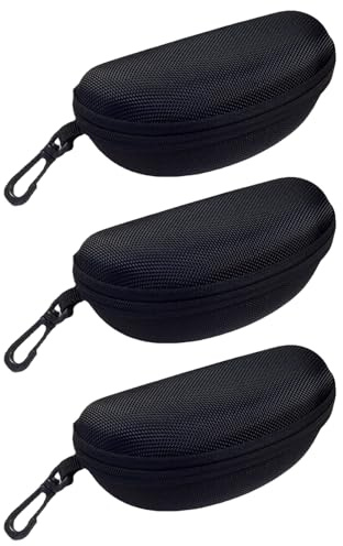 3 Pezzi Custodia Rigida Occhiali, Grande Porta Occhiali Astuccio, per Riporre Occhiali da Sole e da Lettura, Nero