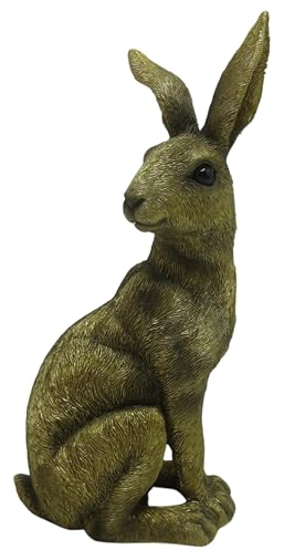G&H Decor - Estatua de conejo de jardín sentado de cobre de 24 cm - Figura de conejo de resina para exteriores - Adorno de césped altamente detallado resistente a la intemperie adecuado para uso en