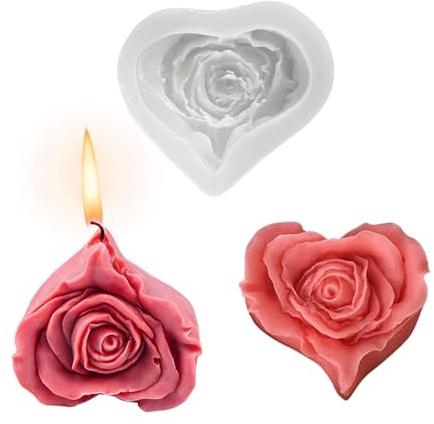 Blumen Kerzenform Silikon, 3D Rose Silikonform Gießen Formen, DIY Kerzengießformen für Sojawachs, Bienenwachs, Aromatherapie, Schokolade